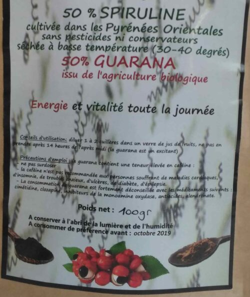 etiquette spiruline guarana