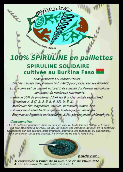 etiquettes Burkina Faso Spiruline en paillettes